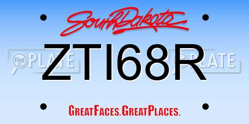 ZTI68R South Dakota License Plate