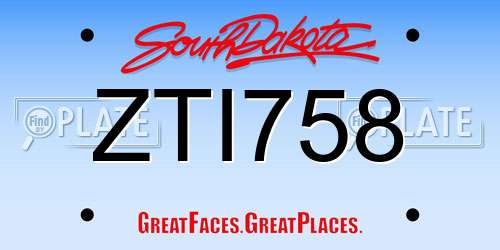 ZTI758 South Dakota License Plate