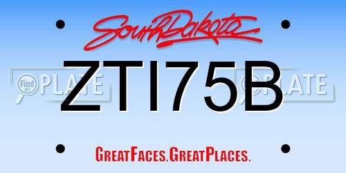 ZTI75B South Dakota License Plate