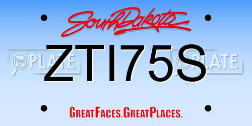 ZTI75S South Dakota License Plate