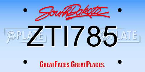 ZTI785 South Dakota License Plate