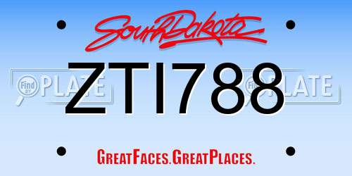 ZTI788 South Dakota License Plate