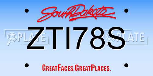ZTI78S South Dakota License Plate