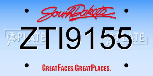ZTI9155 South Dakota License Plate