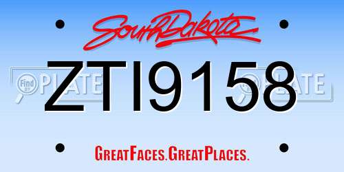 ZTI9158 South Dakota License Plate