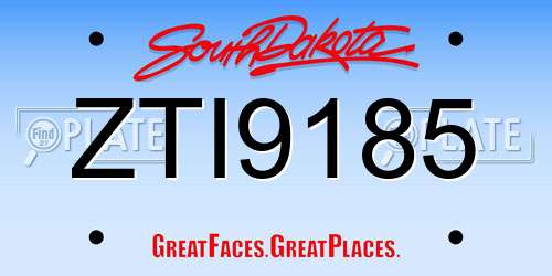 ZTI9185 South Dakota License Plate