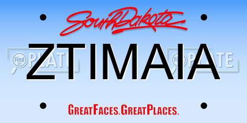 ZTIMAIA South Dakota License Plate
