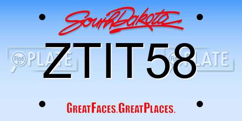 ZTIT58 South Dakota License Plate