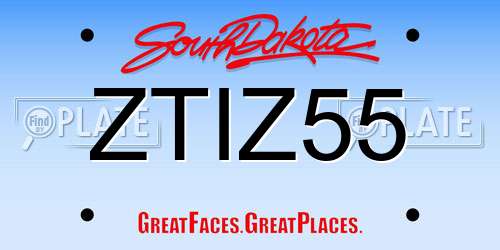 ZTIZ55 South Dakota License Plate