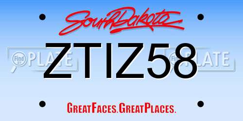 ZTIZ58 South Dakota License Plate