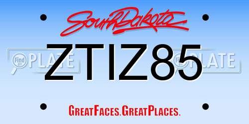 ZTIZ85 South Dakota License Plate