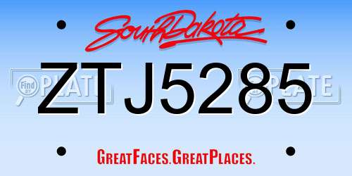 ZTJ5285 South Dakota License Plate