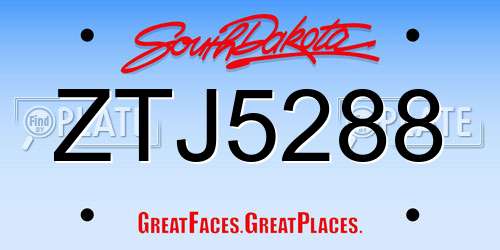 ZTJ5288 South Dakota License Plate