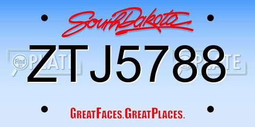 ZTJ5788 South Dakota License Plate