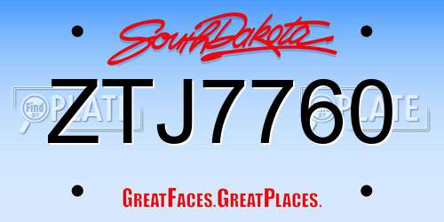 ZTJ7760 South Dakota License Plate