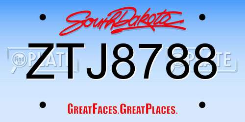 ZTJ8788 South Dakota License Plate