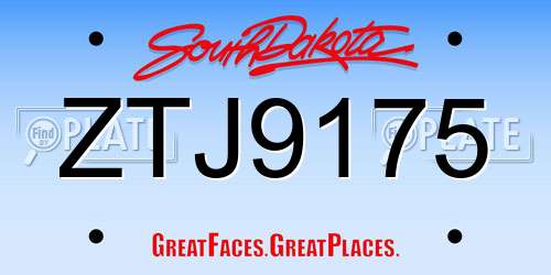 ZTJ9175 South Dakota License Plate