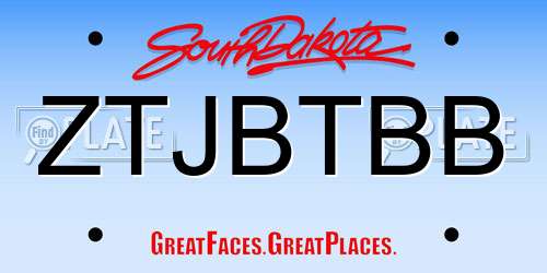 ZTJBTBB South Dakota License Plate