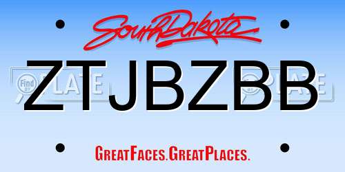 ZTJBZBB South Dakota License Plate