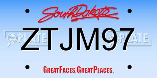 ZTJM97 South Dakota License Plate