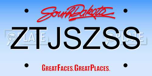 ZTJSZSS South Dakota License Plate