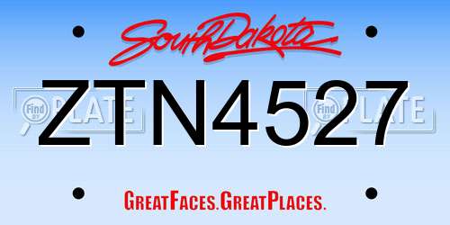 ZTN4527 South Dakota License Plate