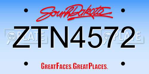 ZTN4572 South Dakota License Plate