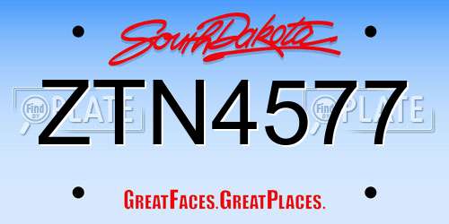 ZTN4577 South Dakota License Plate