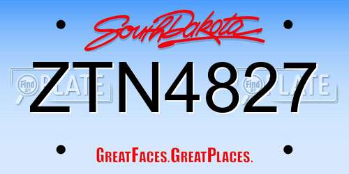 ZTN4827 South Dakota License Plate