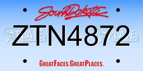 ZTN4872 South Dakota License Plate