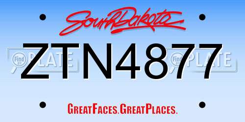 ZTN4877 South Dakota License Plate
