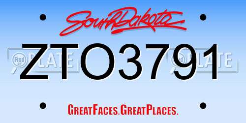 ZTO3791 South Dakota License Plate