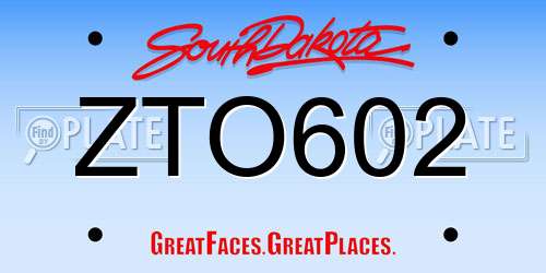ZTO602 South Dakota License Plate