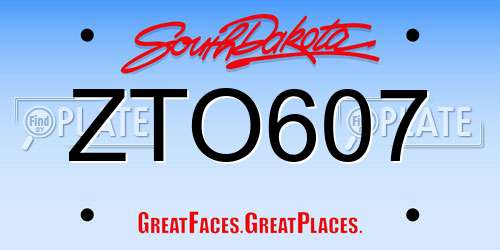ZTO607 South Dakota License Plate