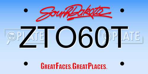 ZTO60T South Dakota License Plate