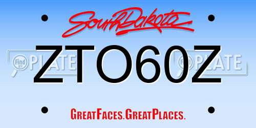 ZTO60Z South Dakota License Plate