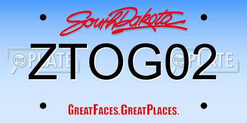 ZTOG02 South Dakota License Plate