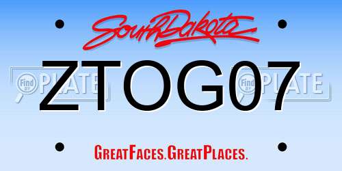 ZTOG07 South Dakota License Plate