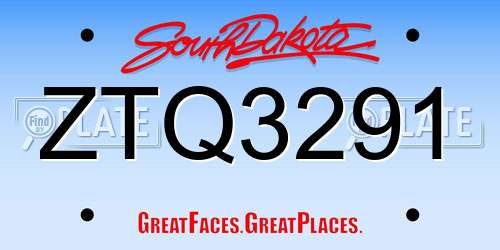 ZTQ3291 South Dakota License Plate