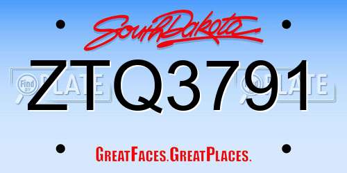 ZTQ3791 South Dakota License Plate