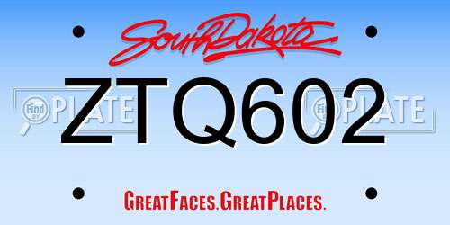 ZTQ602 South Dakota License Plate