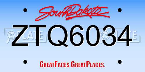 ZTQ6034 South Dakota License Plate