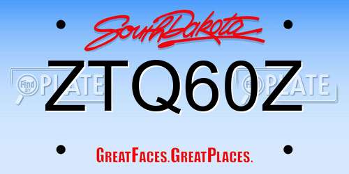 ZTQ60Z South Dakota License Plate