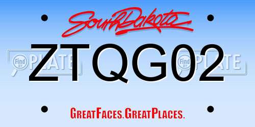 ZTQG02 South Dakota License Plate