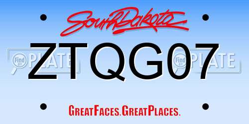 ZTQG07 South Dakota License Plate