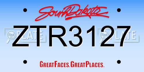 ZTR3127 South Dakota License Plate