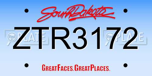 ZTR3172 South Dakota License Plate
