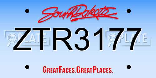 ZTR3177 South Dakota License Plate