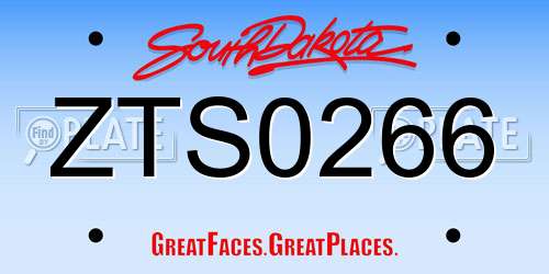 ZTS0266 South Dakota License Plate