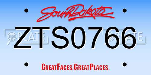 ZTS0766 South Dakota License Plate